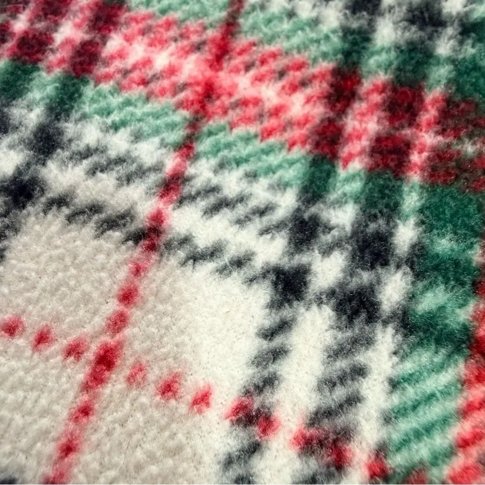 RALPH LAUREN Women’s Plaid Fleece Pajama Set Long Sleeve Green Red White Medium